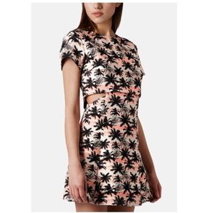 TopShop Palm Tree Pattern Cutout Mini Dress